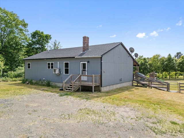 431 Bardon Hill Rd, Etna, ME 04434 - rear view of house featuring a chimney and roof with shingles