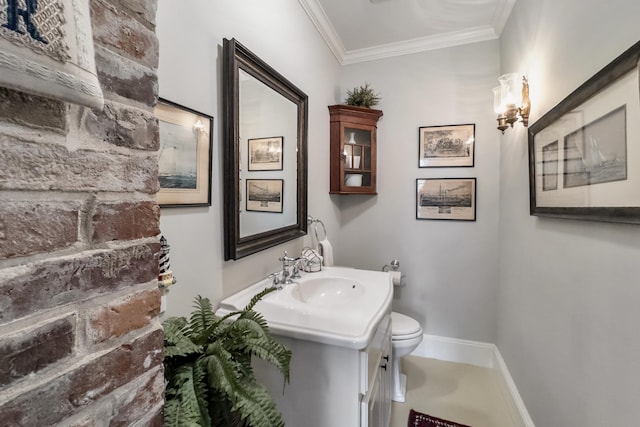 58 Church St, Belfast, ME 04915 - bathroom with vanity and ornamental molding