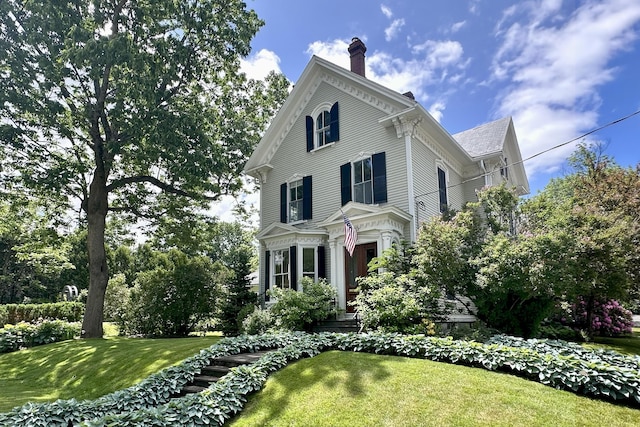 58 Church St, Belfast, ME 04915 - view of front of home featuring a chimney and a front yard