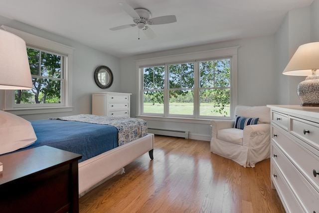 13 Norwood Ln, Kennebunkport, ME 04046 - bedroom with a baseboard heating unit, light wood-type flooring, and ceiling fan