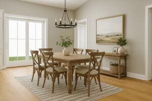 LOT9 Meadow View Dr, Readfield, ME 04355 - dining area with a chandelier and wood finished floors