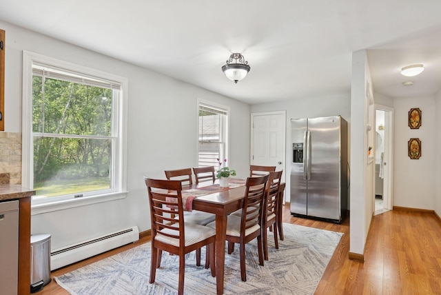 46 Label Ave, Portland, ME 04103 - dining area with a baseboard radiator and light wood-type flooring