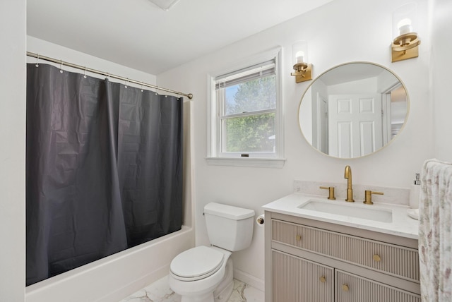 46 Label Ave, Portland, ME 04103 - bathroom with marble look tile flooring, vanity, and shower / bath combination with curtain