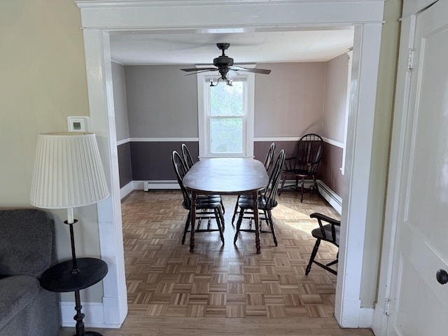 21 Peary Ter, South Portland, ME 04106 - dining space featuring a ceiling fan and a baseboard heating unit