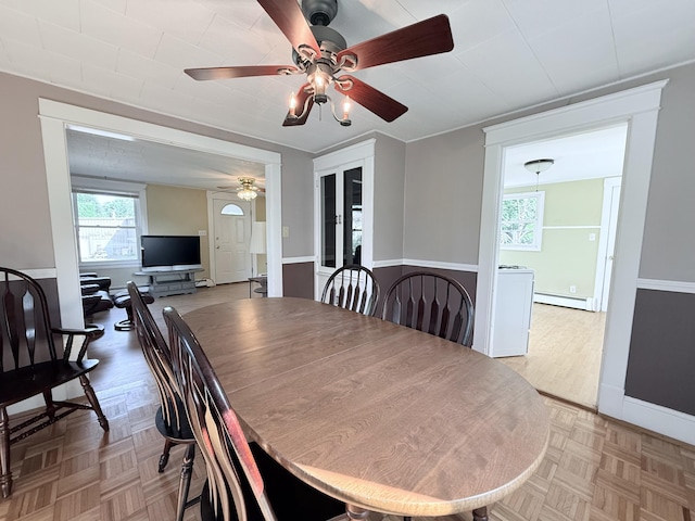 21 Peary Ter, South Portland, ME 04106 - dining room featuring ceiling fan and baseboard heating