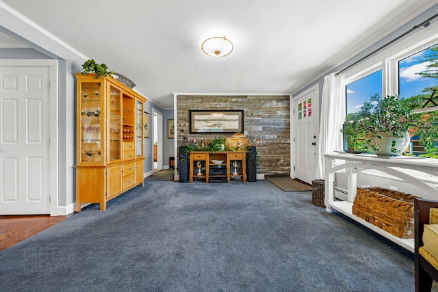 12 Fillmore Ave, South Portland, ME 04106 - carpeted living room featuring brick wall