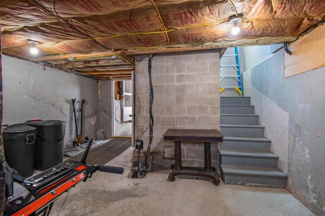 1 Madison St, Augusta, ME 04330 - unfinished basement with stairs