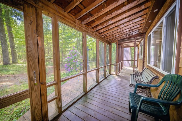 31 Herrick Rd, Belfast, ME 04915 - unfurnished sunroom with lofted ceiling