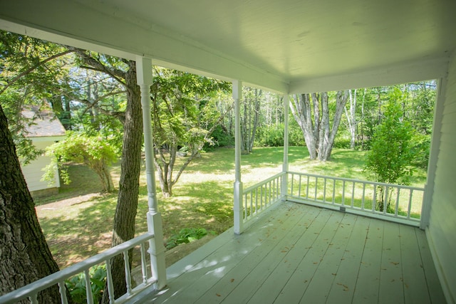 142 Military Rd, Greenbush, ME 04418 - deck featuring a lawn
