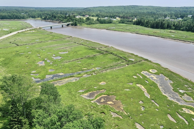 361 Water St, Addison, ME 04606 - aerial view of property and surrounding area featuring a nearby body of water and a heavily wooded area