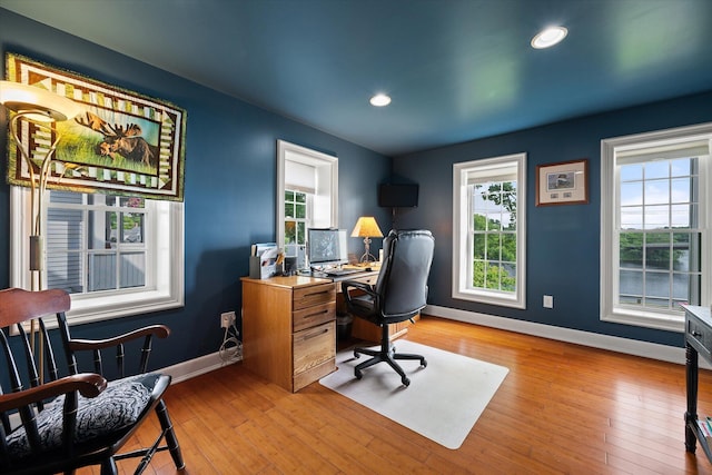 41 Main St, Old Town, ME 04468 - office with plenty of natural light, light wood-style flooring, and recessed lighting
