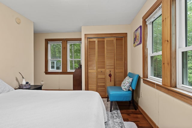 17 Eagle Ln, Damariscotta, ME 04543 - bedroom with dark wood-style floors, multiple windows, and a closet