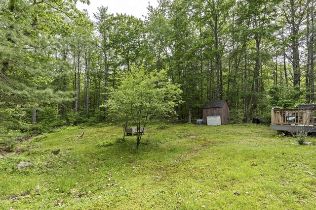 17 Eagle Ln, Damariscotta, ME 04543 - view of yard with a storage shed and a wooden deck