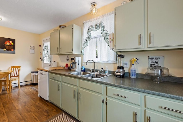 154 Rideout Ave, Lewiston, ME 04240 - kitchen featuring dishwasher, plenty of natural light, dark wood finished floors, and dark countertops
