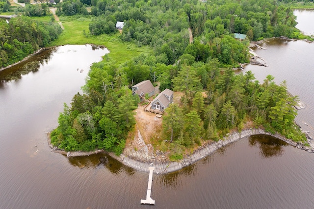 67 Upper Narrows Rd, Long Pond Twp, ME 04945 - aerial view of a nearby body of water and a forest