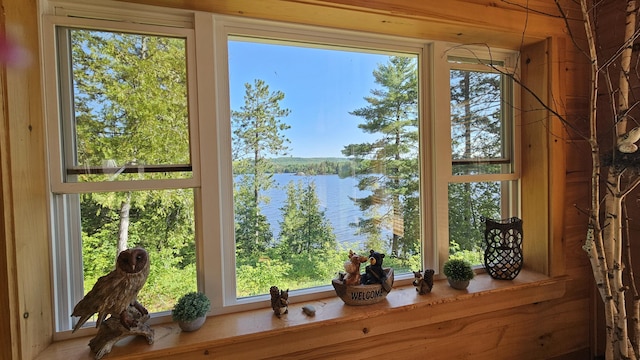 67 Upper Narrows Rd, Long Pond Twp, ME 04945 - doorway to outside featuring a water view