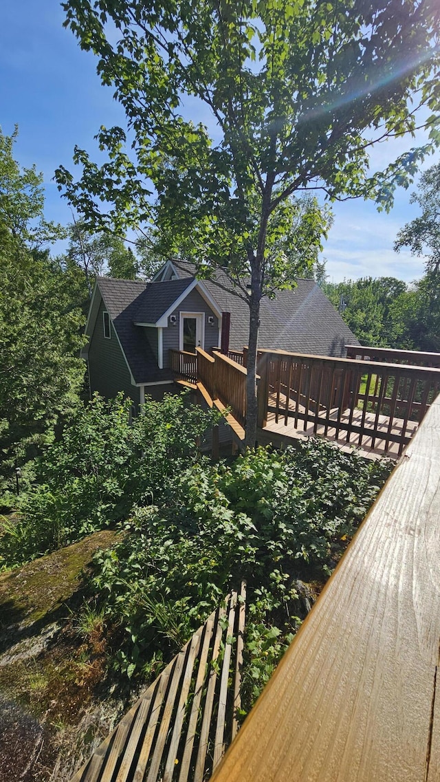 67 Upper Narrows Rd, Long Pond Twp, ME 04945 - view of wooden deck