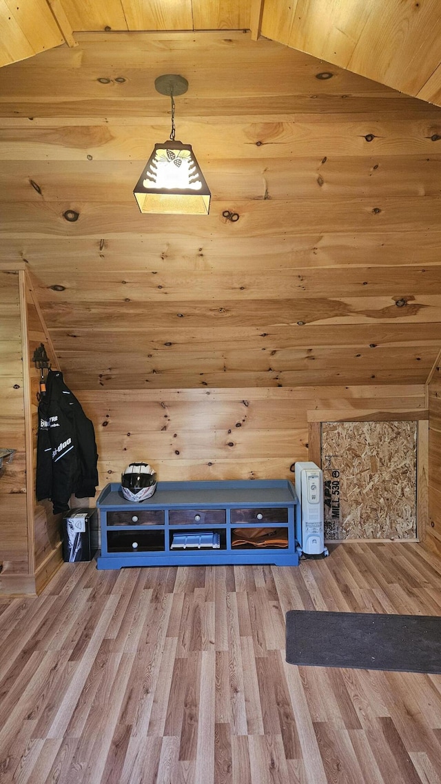 67 Upper Narrows Rd, Long Pond Twp, ME 04945 - bonus room with vaulted ceiling, wood finished floors, wood ceiling, and wood walls
