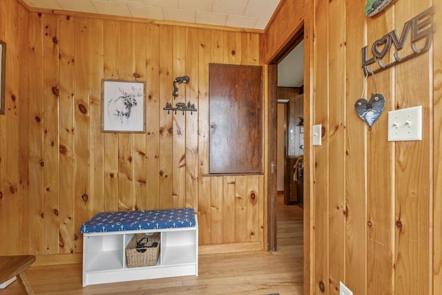 1522 Richville Rd, Standish, ME 04084 - hallway with wooden walls and wood finished floors