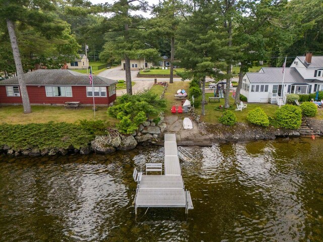 1522 Richville Rd, Standish, ME 04084 - dock with a water view and a yard