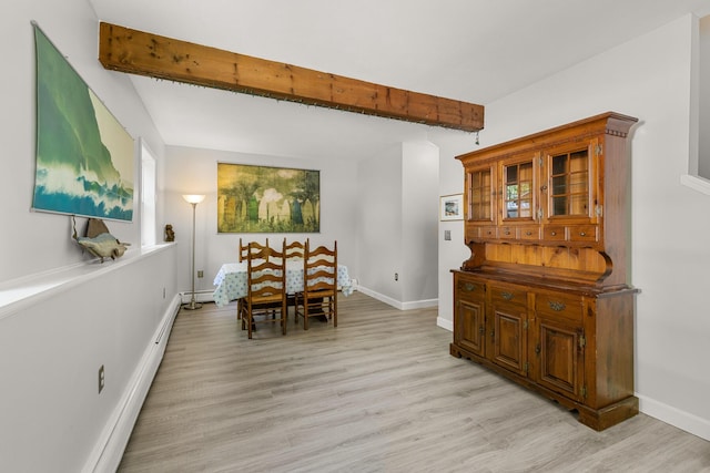 2 Teressa Ln, York, ME 03909 - dining room with light wood-style flooring, beam ceiling, and a baseboard heating unit