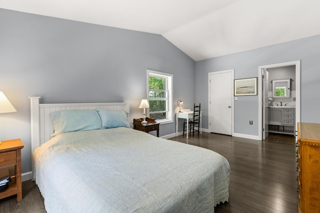 2 Teressa Ln, York, ME 03909 - bedroom with vaulted ceiling, dark wood-type flooring, and ensuite bathroom