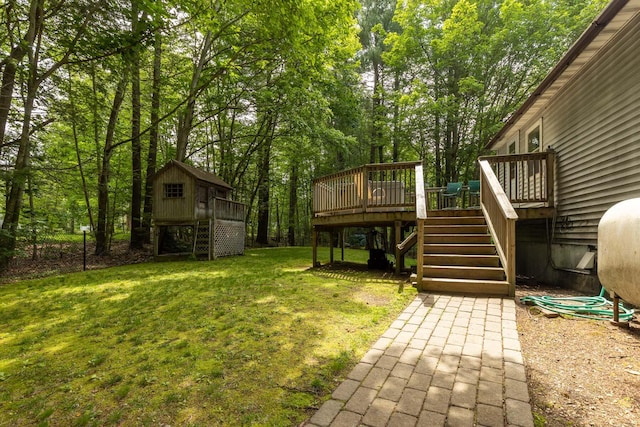2 Teressa Ln, York, ME 03909 - view of grassy yard with stairs and a wooden deck
