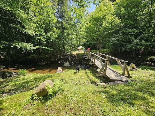 28 Varnum Pond Rd, Temple, ME 04984 - view of yard with a forest view