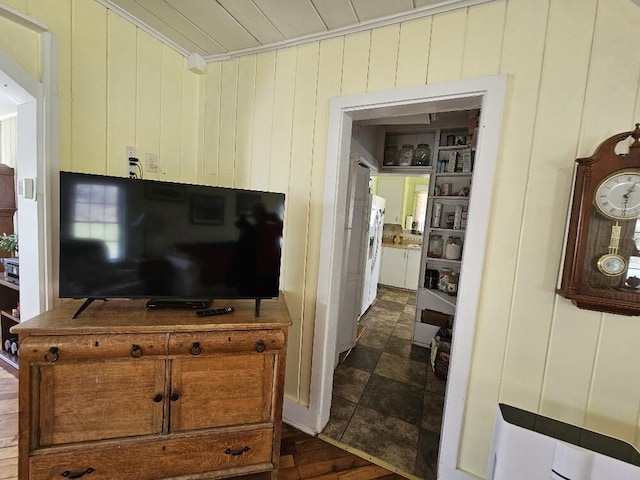28 Varnum Pond Rd, Temple, ME 04984 - living area featuring wood walls and a decorative wall