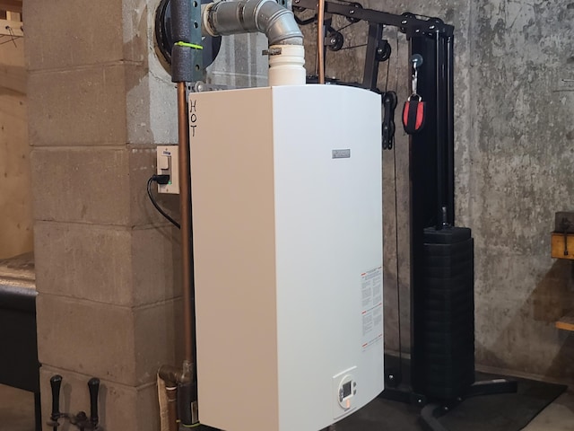 163 Ayer Ridge Rd, Freedom, ME 04941 - utility room with water heater