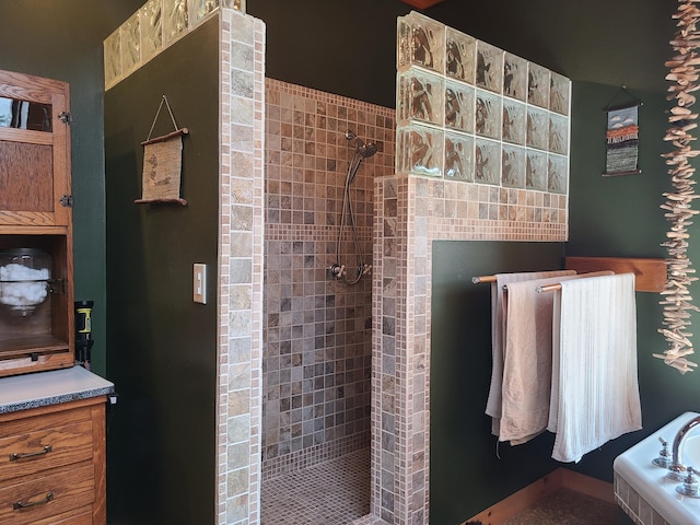 163 Ayer Ridge Rd, Freedom, ME 04941 - full bathroom featuring a tile shower and a tub to relax in