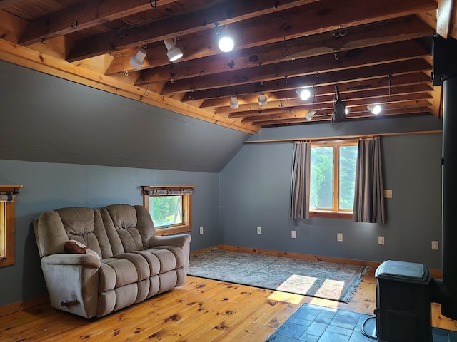 163 Ayer Ridge Rd, Freedom, ME 04941 - living room with rail lighting and hardwood / wood-style flooring