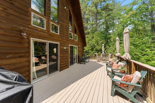 50 Flagg Way, Fayette, ME 04349 - wooden terrace featuring outdoor dining area