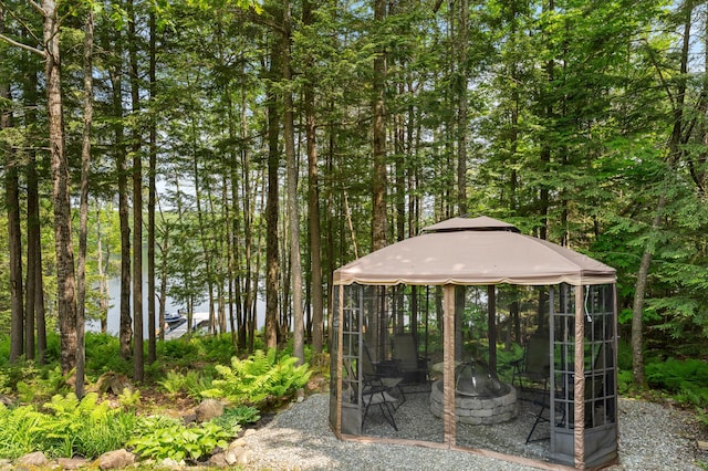 50 Flagg Way, Fayette, ME 04349 - view of outbuilding with a gazebo and a fire pit