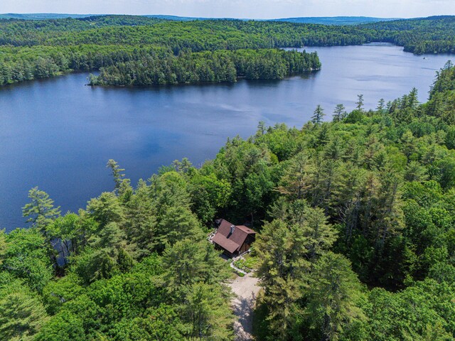 50 Flagg Way, Fayette, ME 04349 - aerial view of property and surrounding area featuring a forest and a nearby body of water