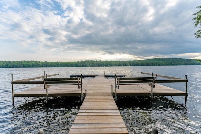 320 Commons Dr, Bridgton, ME 04009 - dock area with a water view and a forest view