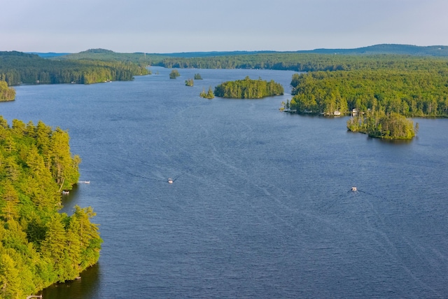 320 Commons Dr, Bridgton, ME 04009 - drone / aerial view of a nearby body of water and a heavily wooded area