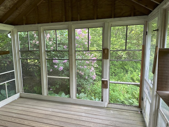 14 Pond St, Orono, ME 04473 - unfurnished sunroom with lofted ceiling and wood finished floors