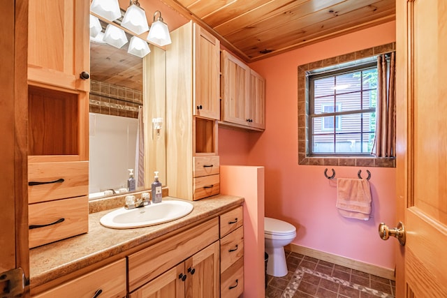 309A Cushman Rd, Woodstock, ME 04219 - bathroom featuring wooden ceiling and vanity