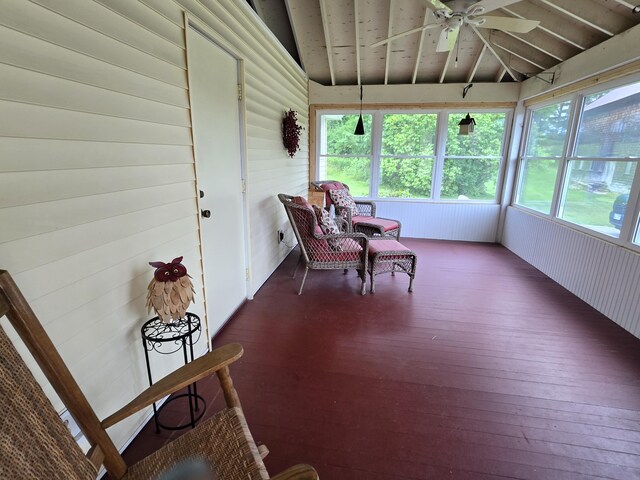 135 Hotel Rd, Auburn, ME 04210 - sunroom featuring a ceiling fan and lofted ceiling