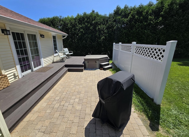 135 Hotel Rd, Auburn, ME 04210 - view of patio / terrace with a hot tub and a deck