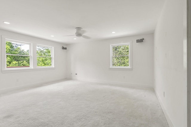 11 Everett Dow Dr, Woolwich, ME 04579 - unfurnished room with light colored carpet, ceiling fan, and recessed lighting
