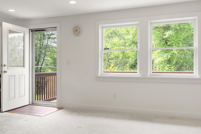 11 Everett Dow Dr, Woolwich, ME 04579 - carpeted entryway with healthy amount of natural light and recessed lighting