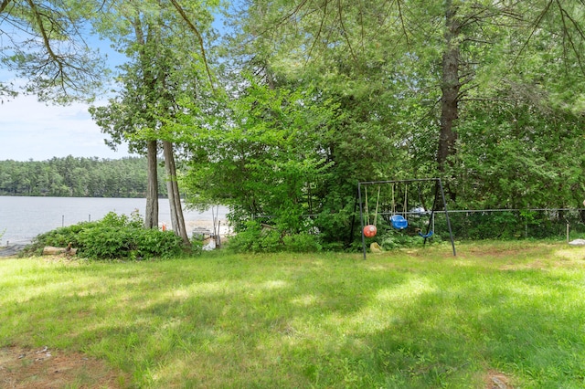 8 N Lakeview Dr, Litchfield, ME 04350 - view of yard featuring a water view and a forest view