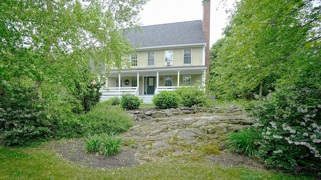 1 Daniels Way, Falmouth, ME 04105 - colonial home featuring a porch and a chimney