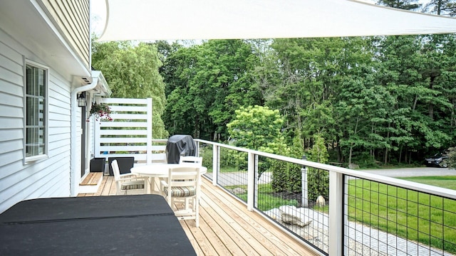 1 Daniels Way, Falmouth, ME 04105 - wooden deck featuring view of wooded area