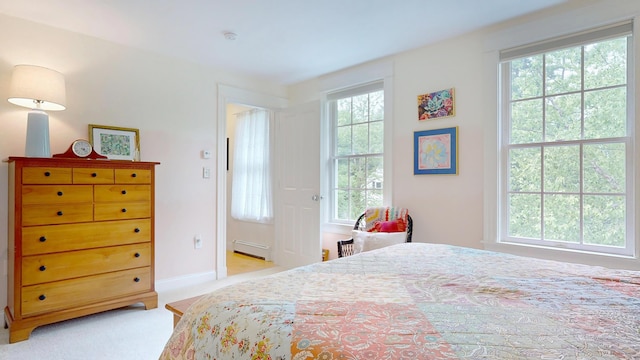 1 Daniels Way, Falmouth, ME 04105 - bedroom featuring a baseboard radiator and light colored carpet