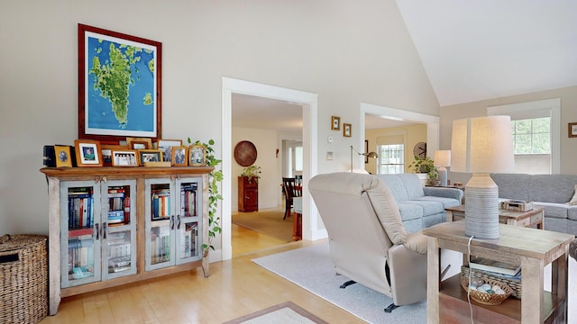 1 Daniels Way, Falmouth, ME 04105 - living area with high vaulted ceiling and wood finished floors