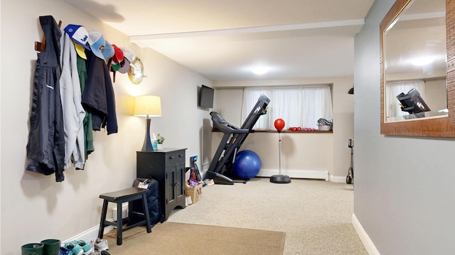 1 Daniels Way, Falmouth, ME 04105 - workout area with carpet floors and a baseboard radiator