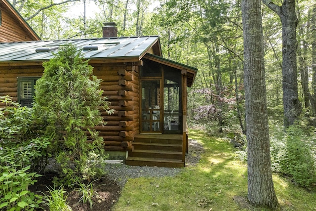 19 Fox Ln, Bremen, ME 04551 - view of outdoor structure with entry steps and a sunroom